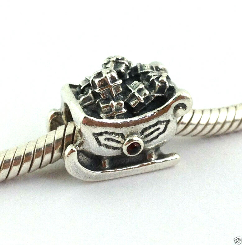PANDORA Sterling Silver Santa Sleigh Charm 790562GA Genuine New