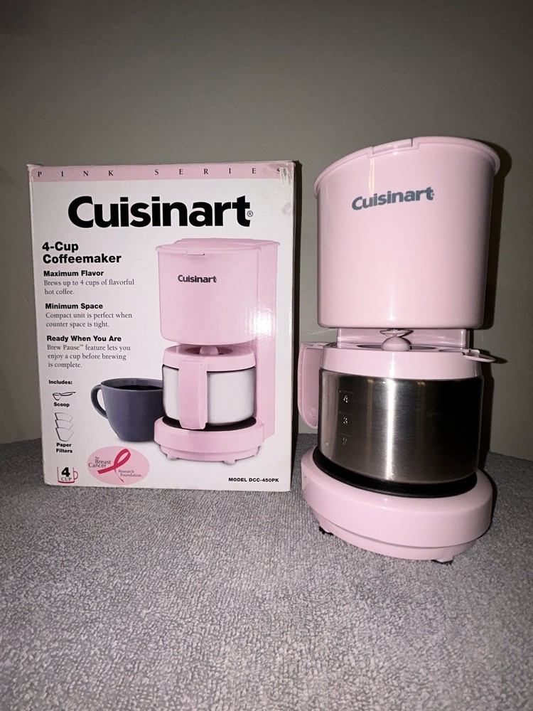 Cuisinart Coffee Maker Pot Pink 4-Cup Breast Cancer Awareness DCC-450, Tested