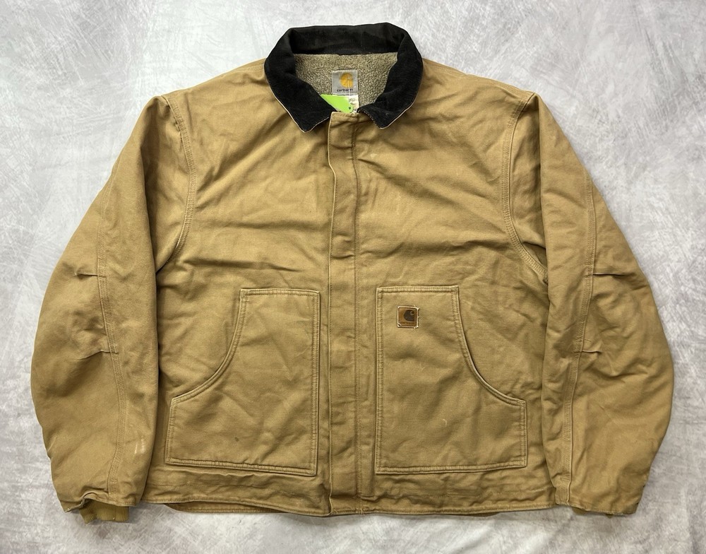 Vintage Carhartt J164 CML Jacket Sherpa Lined Canvas Size XL Brown Barn Chore