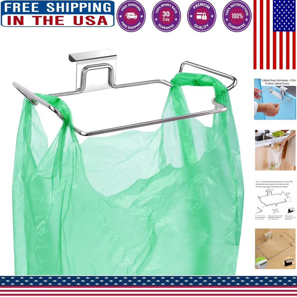 Durable Stainless Steel Trash Bag Holder with Foam Backing - 11 lbs Capacity