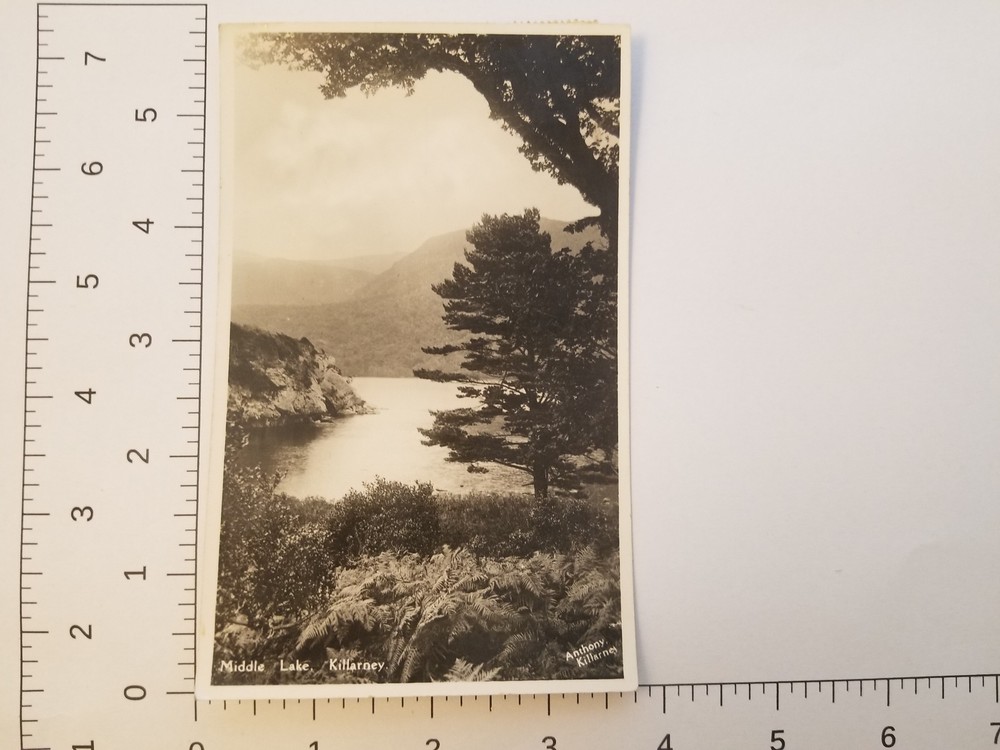 Vintage RPPC Middle Lake Killarney Ireland Hilltop View Postmark 1937 Stamped
