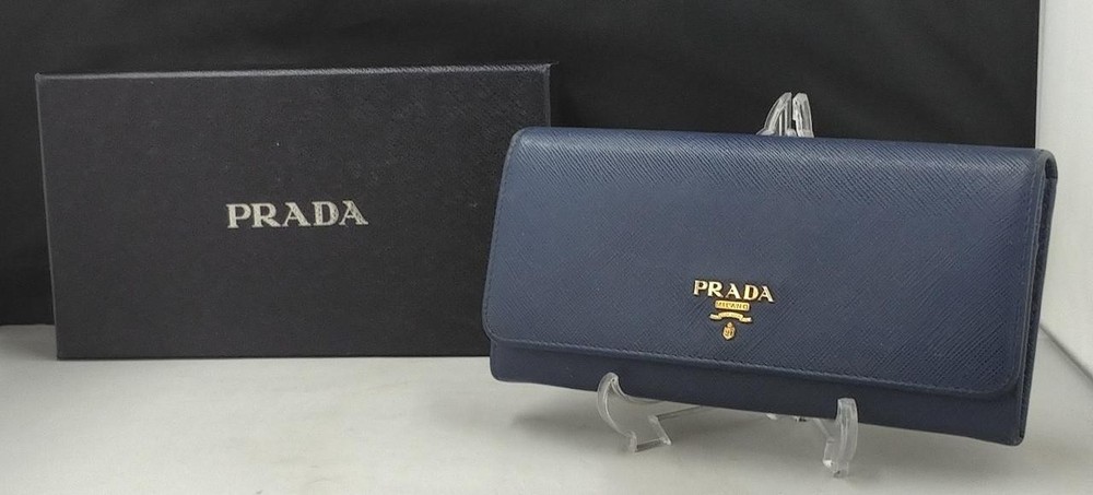 Prada 1Mh132 Long Leather Wallet in Black
