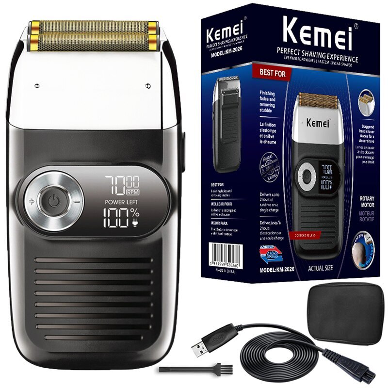 Kemei Rechargeable Hair Shaver Men Electric Shaver Beard Razor Bald Salon Home
