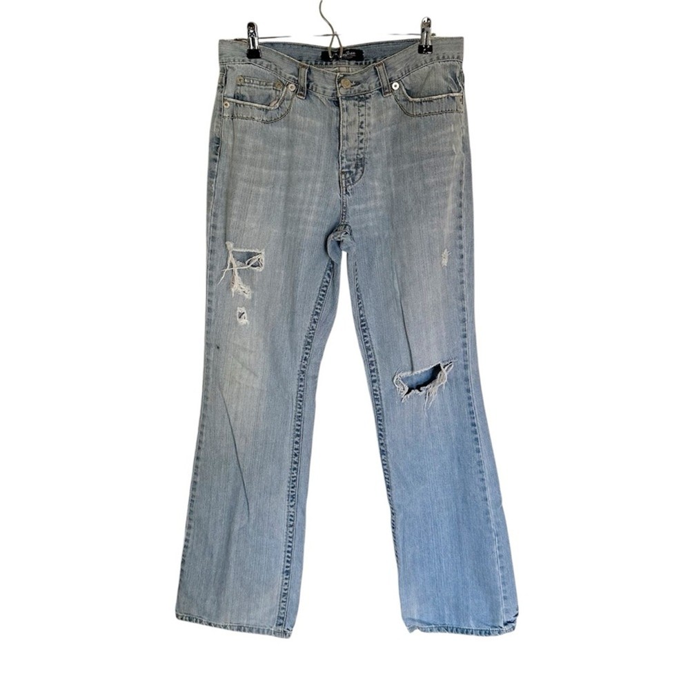 Vintage Y2K London Jean Distressed Bootcut Flare Light Wash Mid Rise Size 10