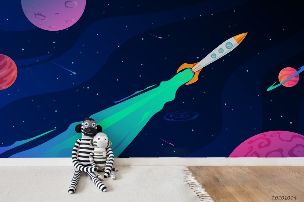 3D Space Planet Rocket Illustration Wall Murals Wallpaper Murals Wall Sticker 16