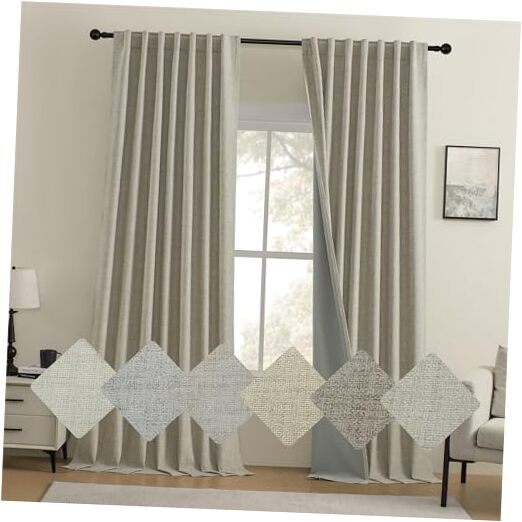 Burlap Linen Blackout Curtains for Living Room/Bedroom 52