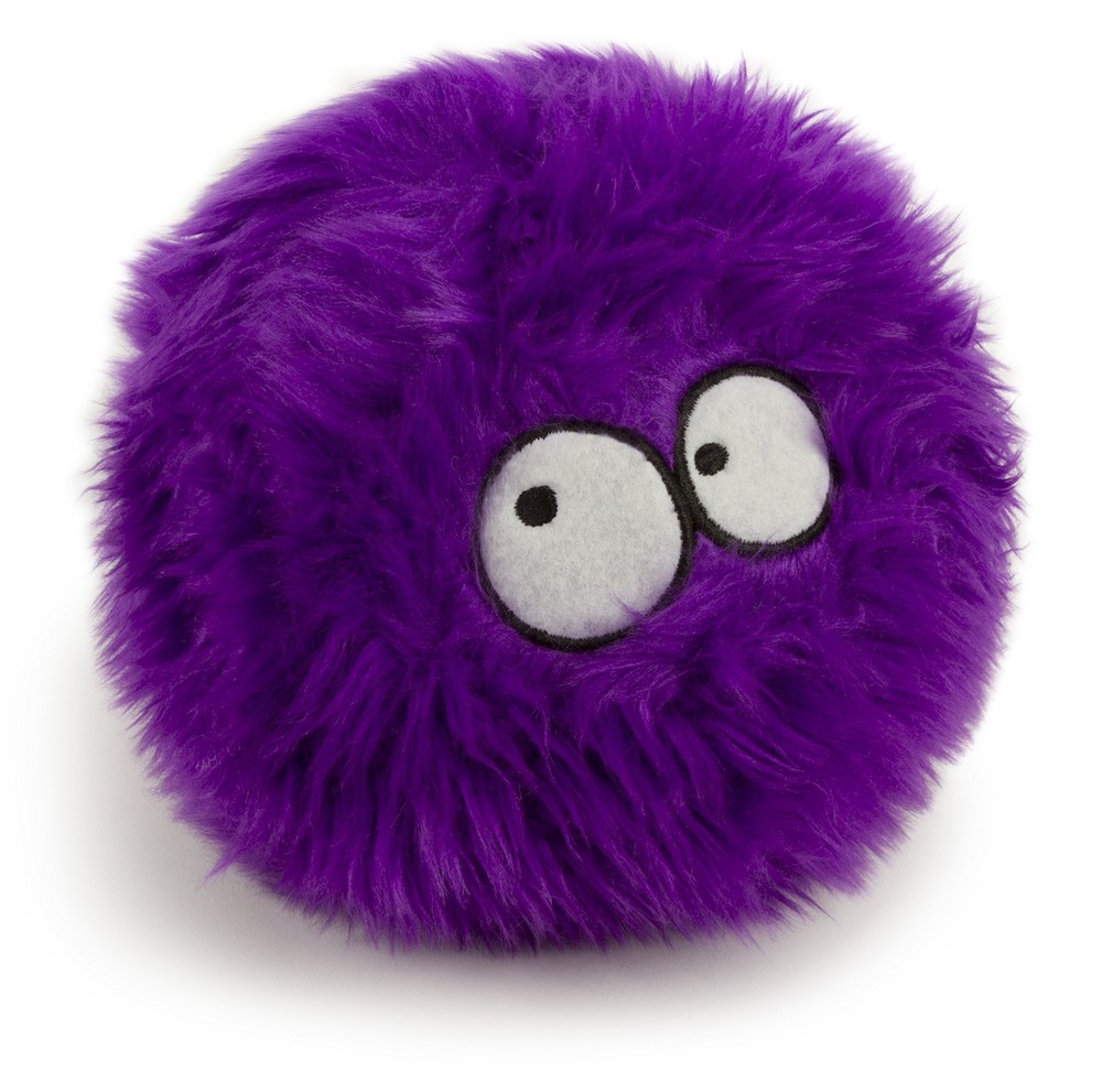 Furballz Squeaky Plush Ball Dog Toy, Chew Guard Technology - Purple, Large