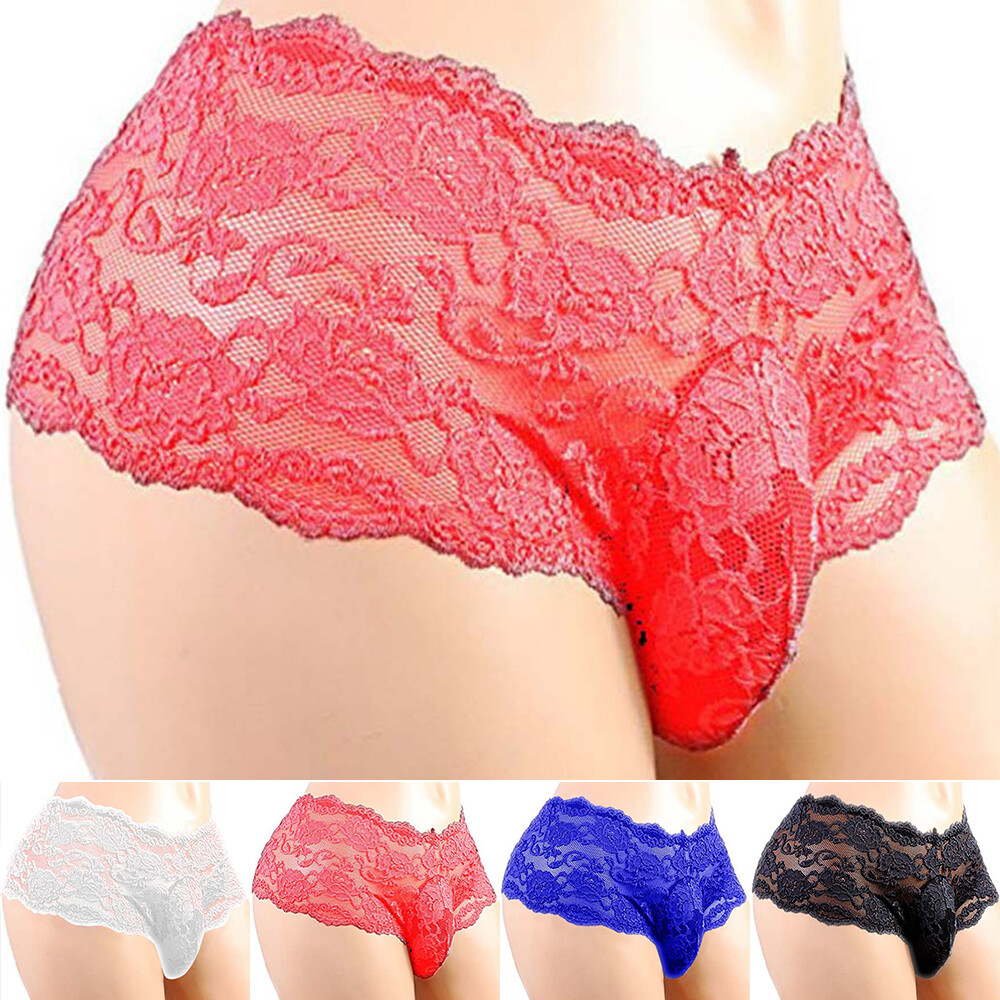 Sexy Mens Lace Thong G-String Briefs Sissy Panties Underwear Lingerie Knickers