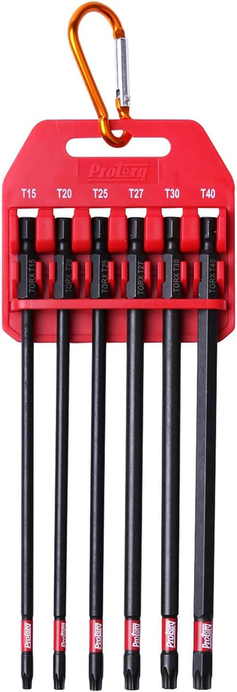 6-Piece 6-Inch T15-T40 TORX Long Impact Bit Set Industrial Strength