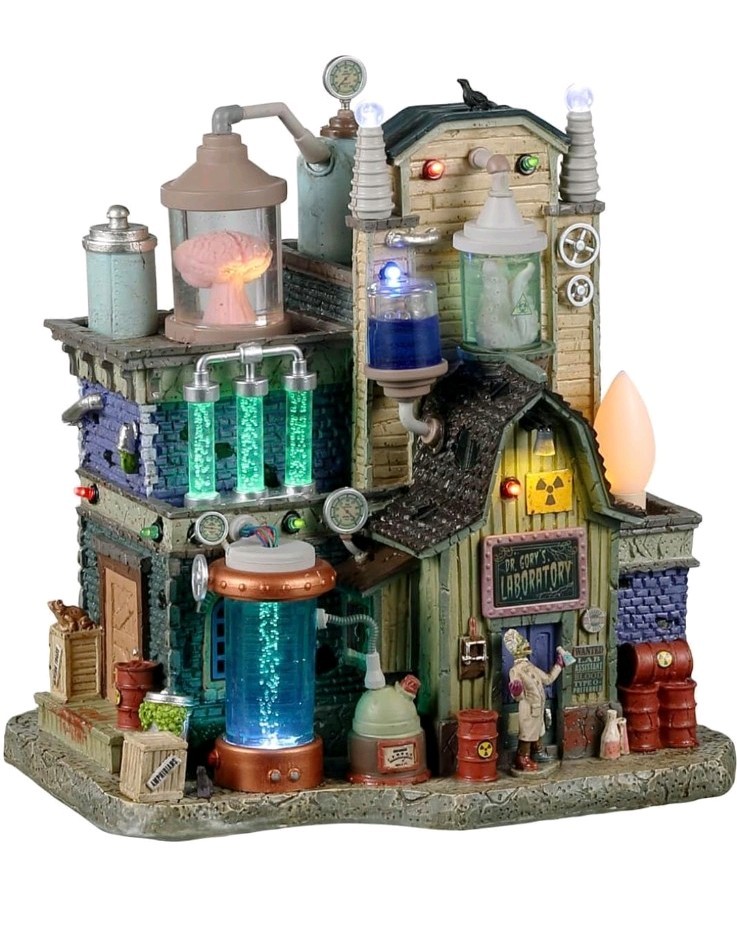 Lemax Spooky Town Dr. Gory's Laboratory Resin Figure Lighted House
