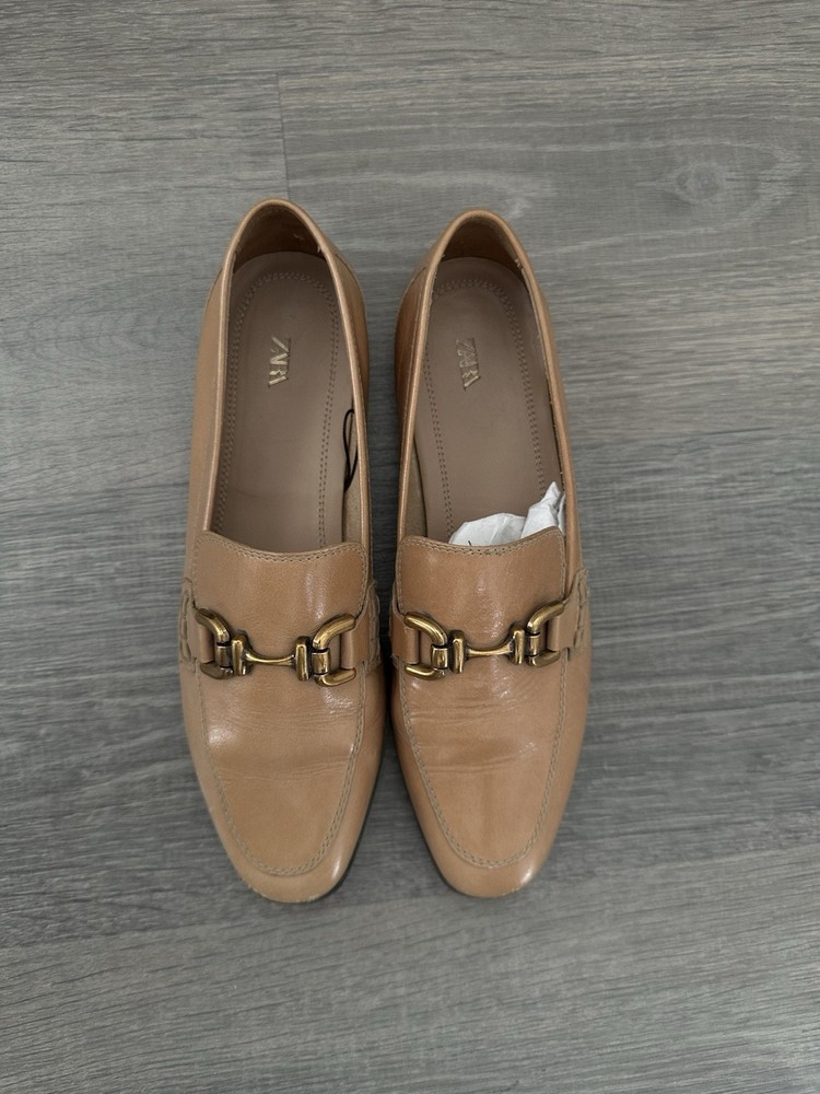 Zara Loafer Tan Gold, UK 5