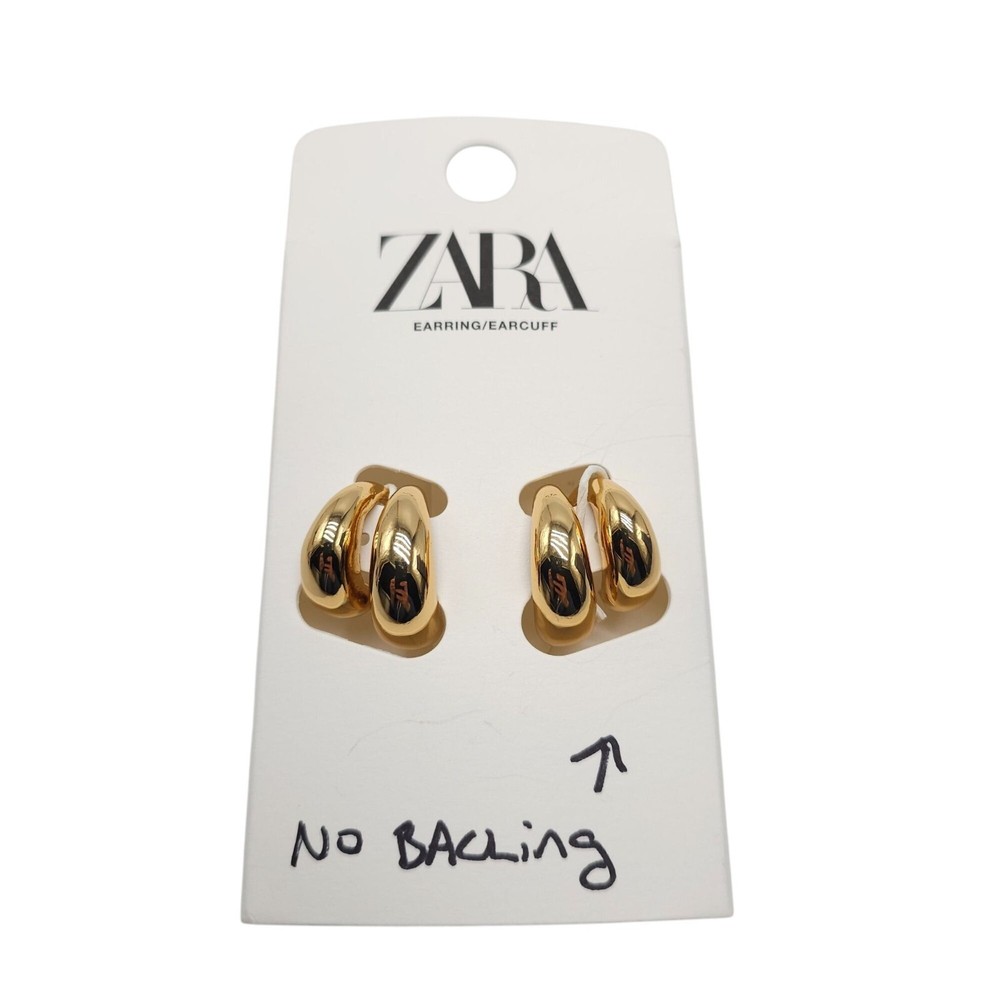 Zara Gold-Tone Polished Ear Cuff Set with Stud Earrings READ ME