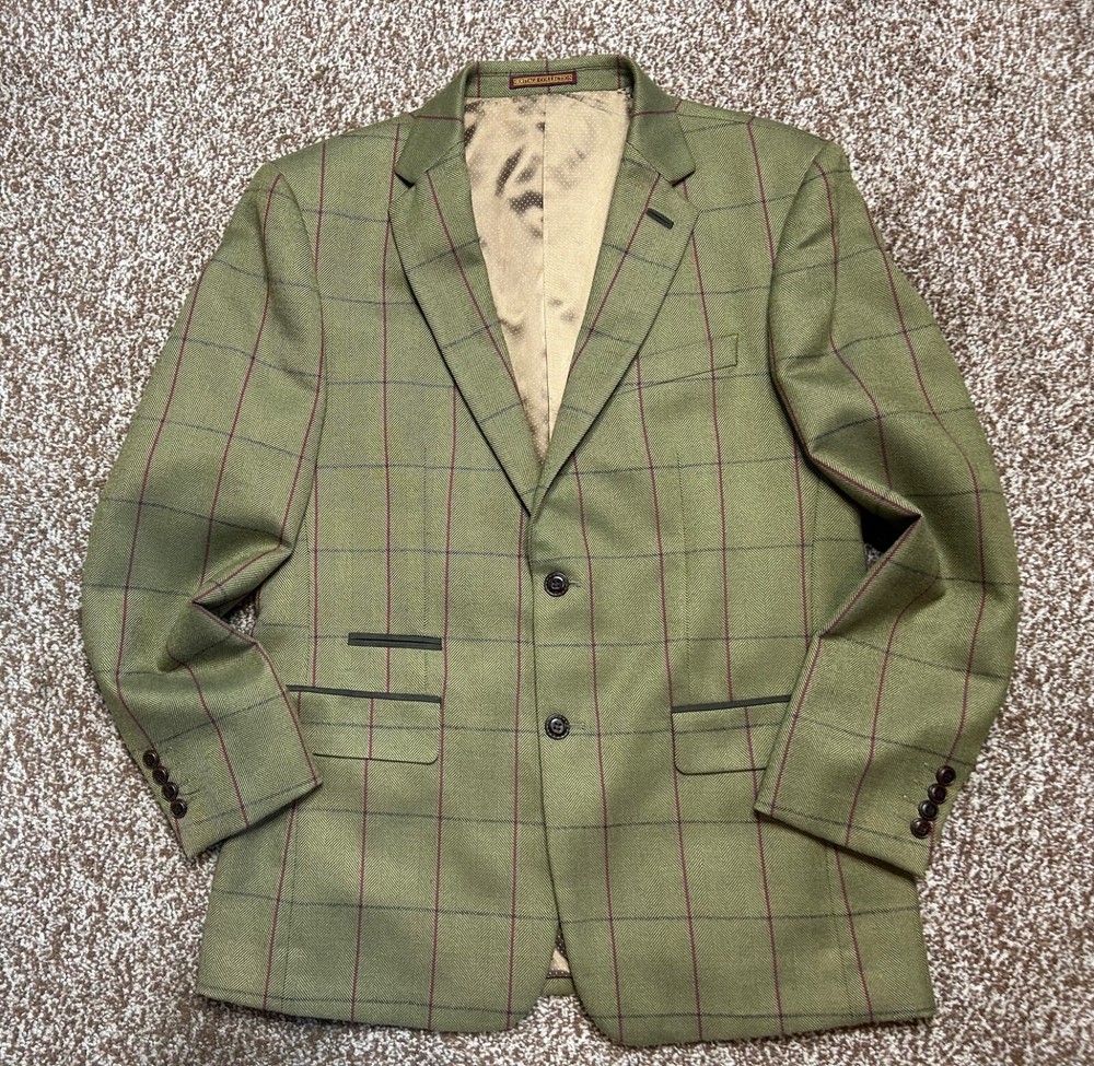SKOPES Heritage Mens Blazer Green Wool Blend single breasted jacket UK Chest 40