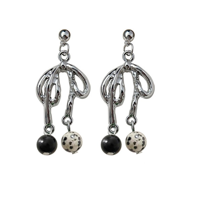 Elegant Sweet Bowknot Dangle Earrings with Long Tassels and Round Beads for Party Wear