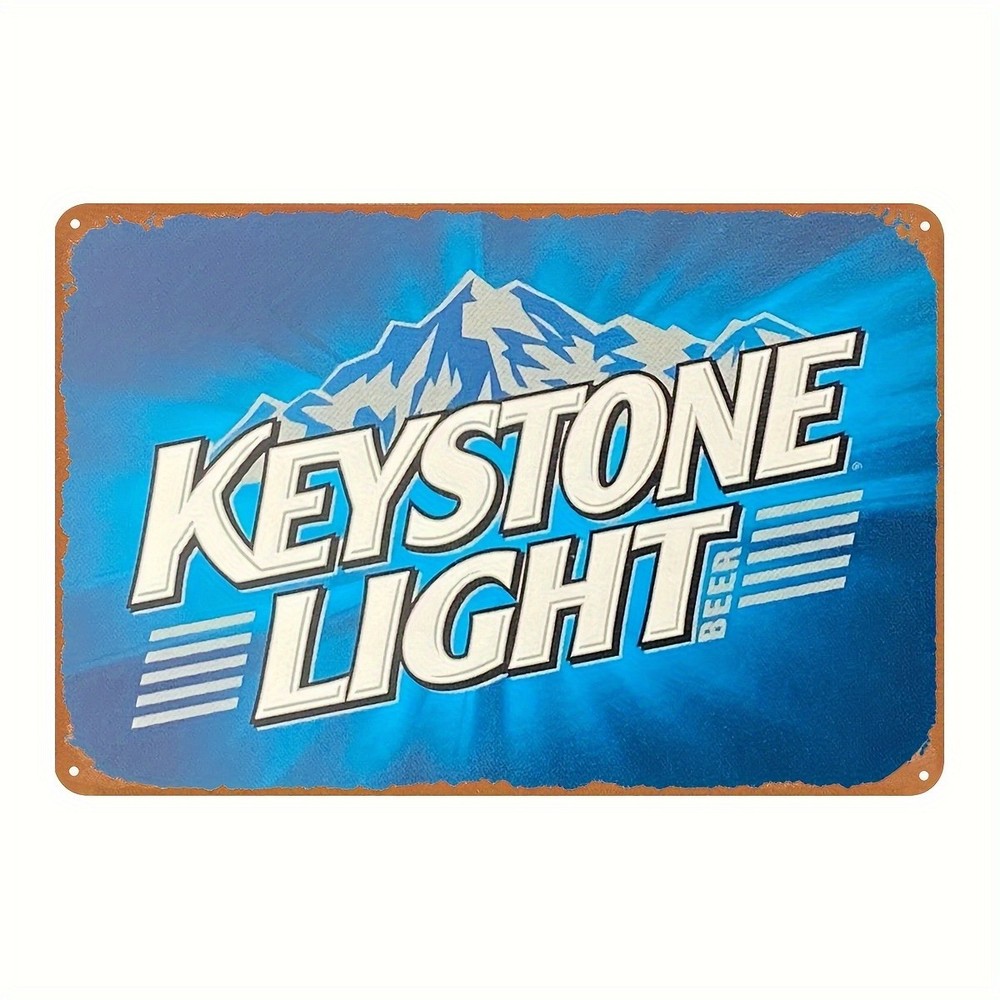 Keystone Light Beer Retro Metal Wall Sign - Vintage Bar with Tin Metal Signs