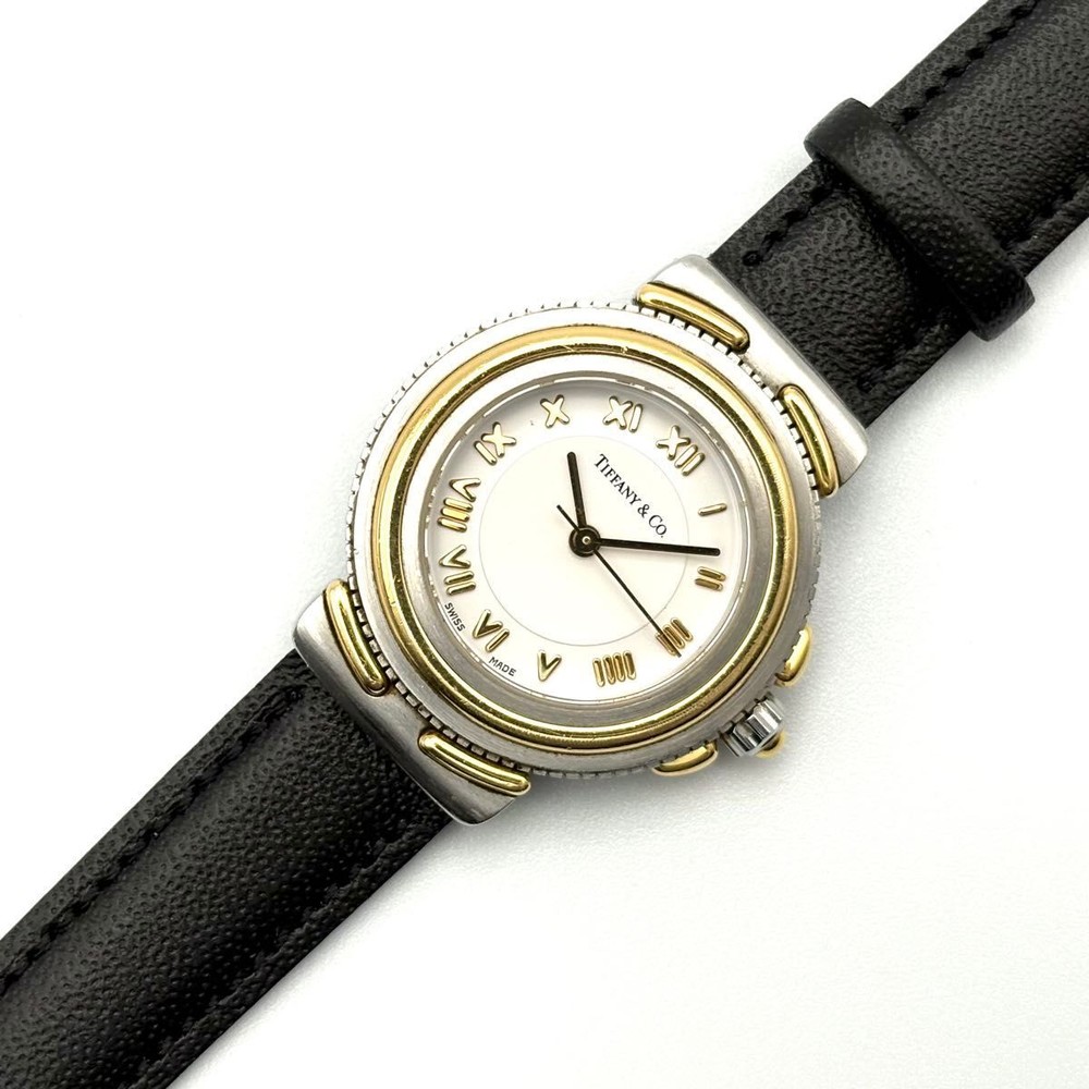 Tiffany TIFFANY Intagrio 18K 750 L0820 Round Combi Quartz Ladies