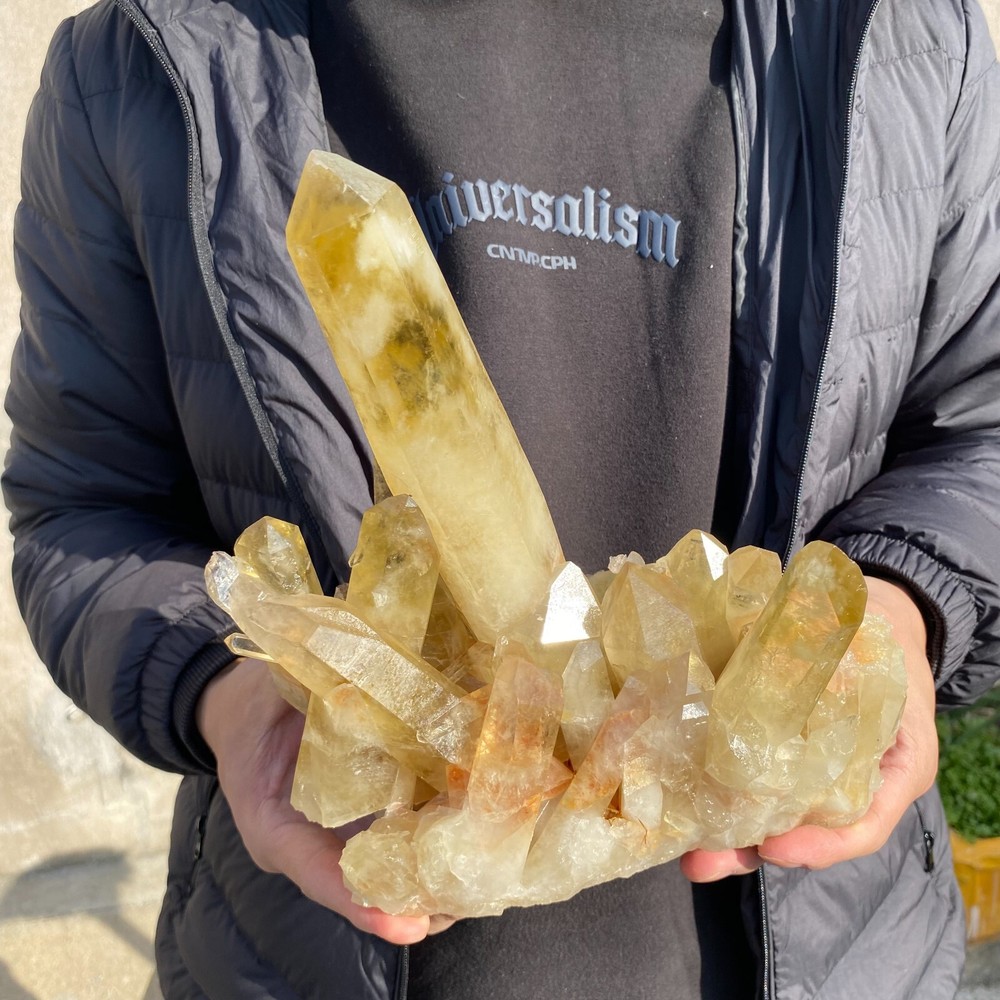 5.6lb Clear Natural Citrine Quartz Cluster Mineral Specimen for Healing Energy