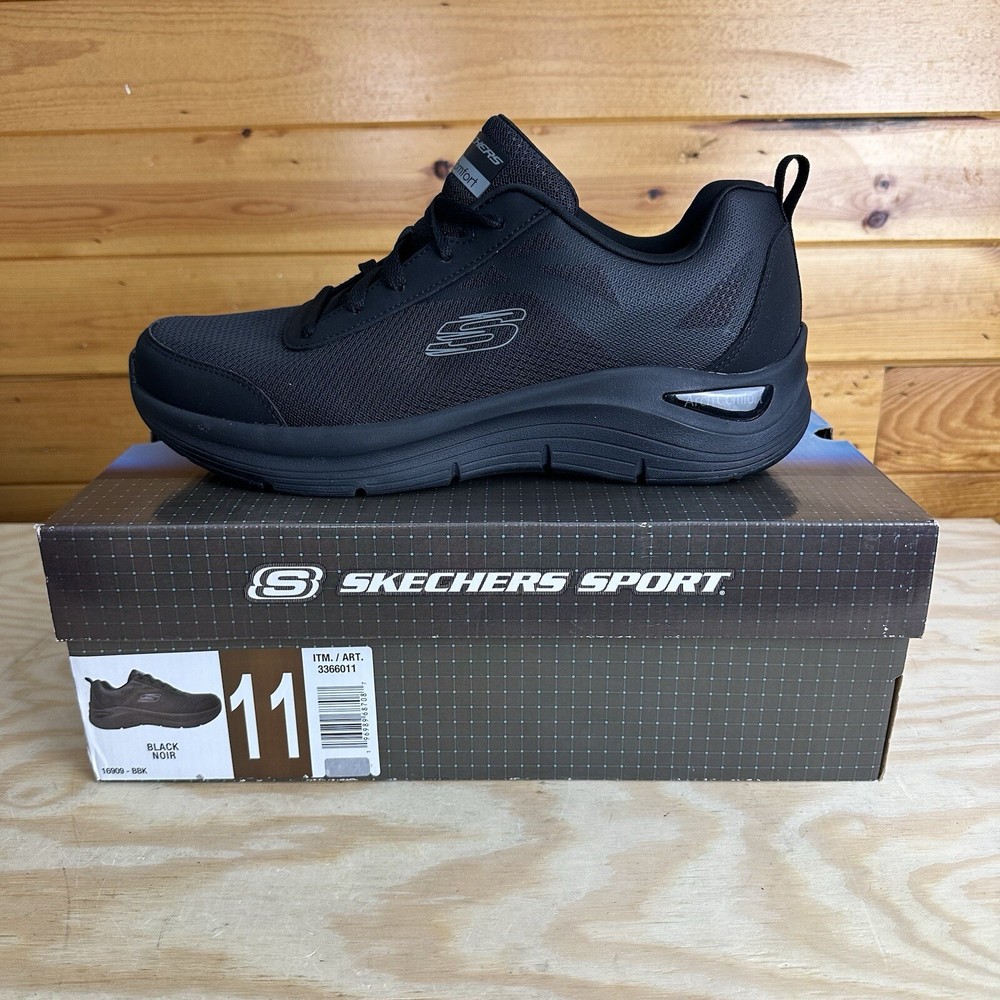 Skechers Men's Arch Comfort Trainers, Cushioned Shoes Sneakers BLACK SIZE 11