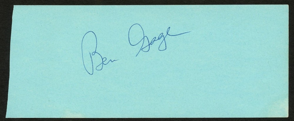 Ben Gage d1978 signed autograph 2x5 cut American Actor Radio Singer & Announcer