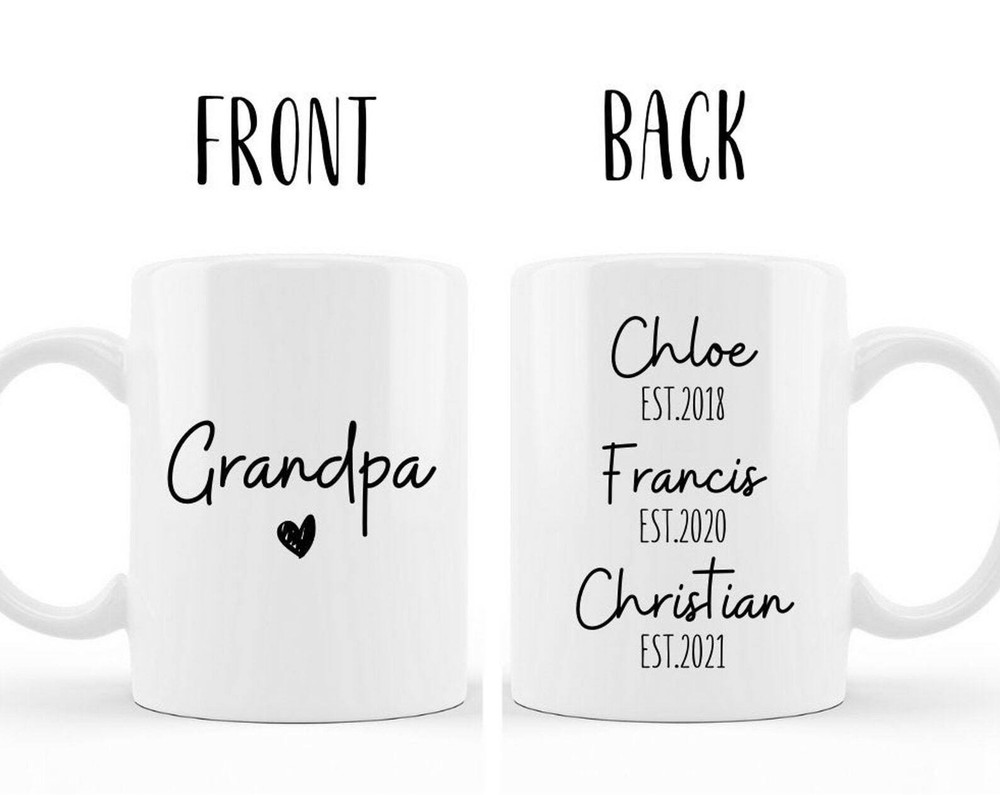 Personalized Grandpa Coffee Mug Custom Kids Name Gift for Father's Day