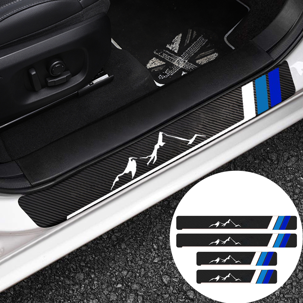 4X For Toyota Tundra Camry Car Retro Blue Color Door Sill Plate Protector Cover