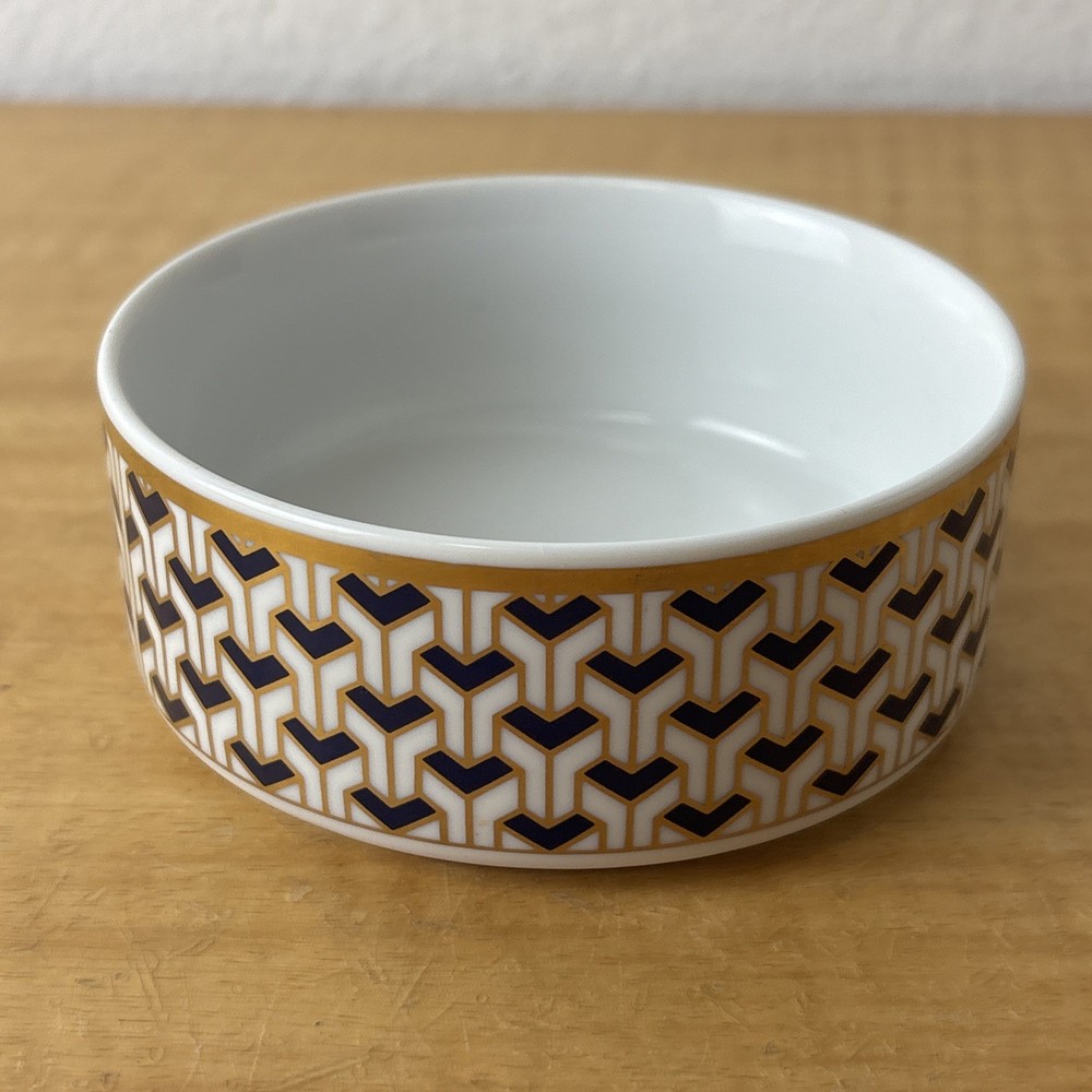 Vintage 1997 Tiffany & Co White Blue Gold Trinket Box No Lid