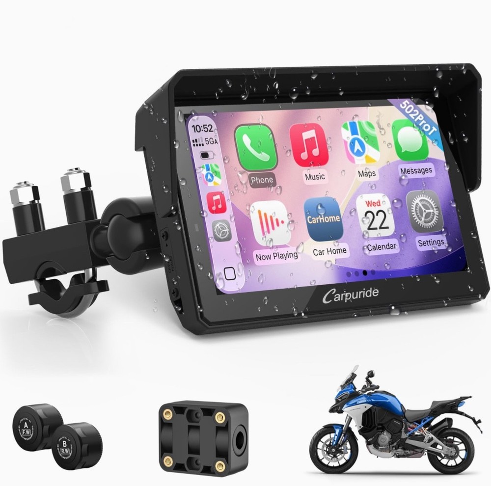 W502TPRO for Motorcycle CarPlay& Android Auto& TPMS& Dual Bluetooth - 5