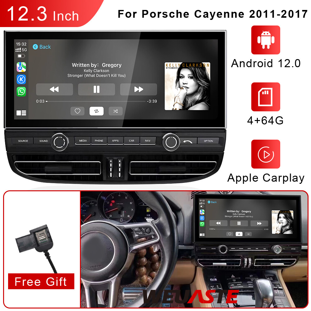12.3'' Android Car GPS For Porsche Cayenne 2011-2017 Auto Wifi Carplay 4GB+64GB