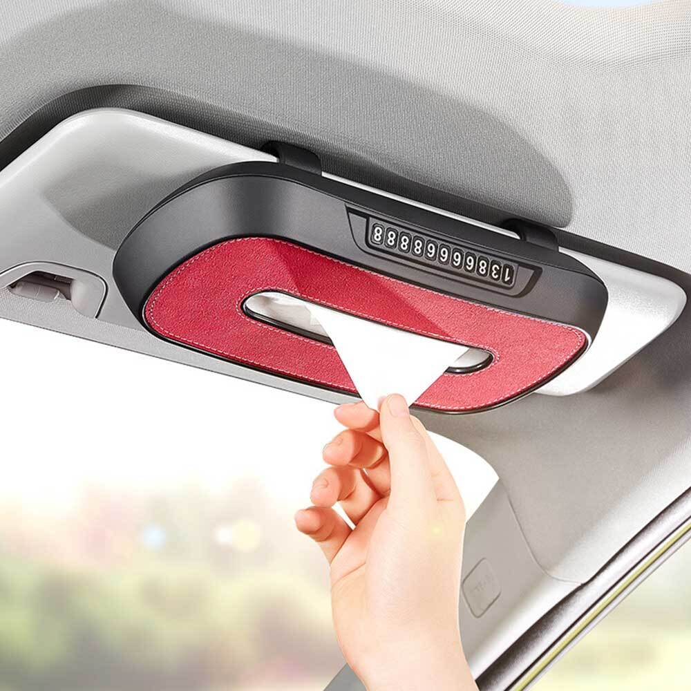 Leather Car Tissue Box Sun Visor Hanging Paper Towel Holder Interior Accessories