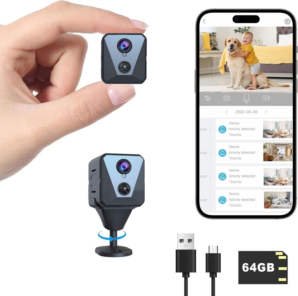 Compact 2K Indoor Camera with 100 Days Standby - Real-Time Monitoring Included