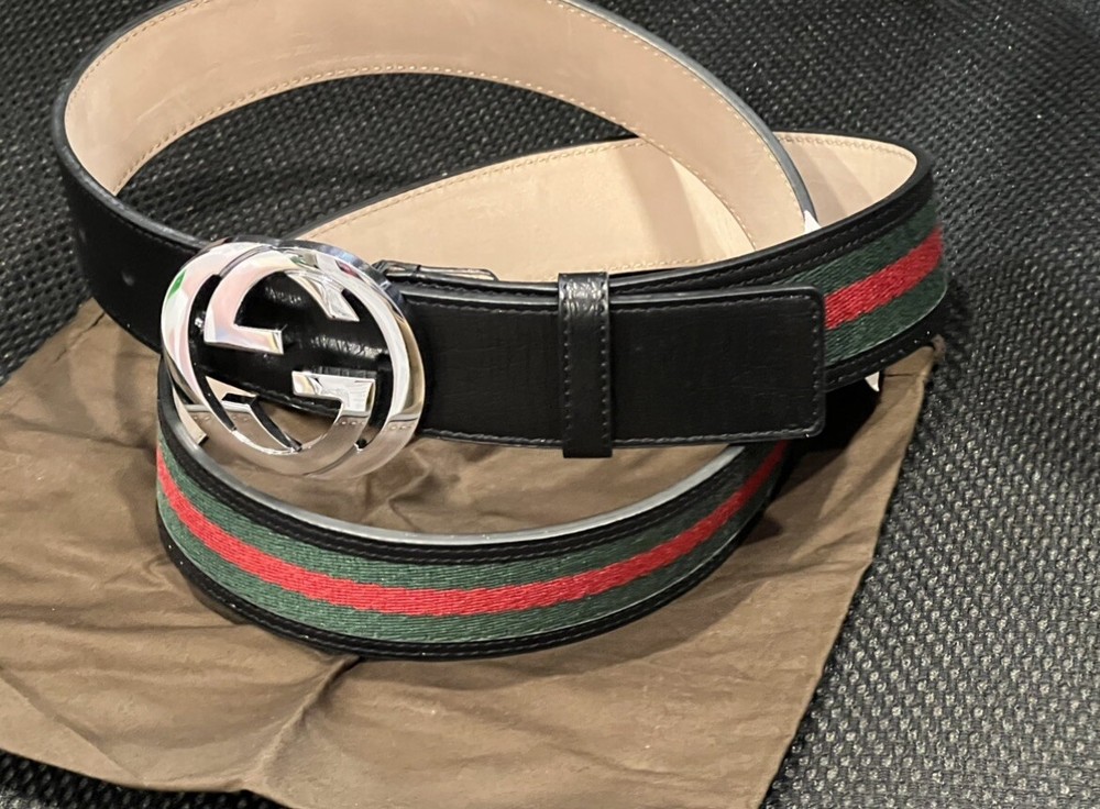 Classic Gucci Mens Black Leather Belt Size 115/46 Fits 40-42 Waist
