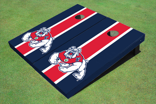 Fresno State Bulldog Red And Navy Blue Matching Long Stripe Custom Cornhole Boar