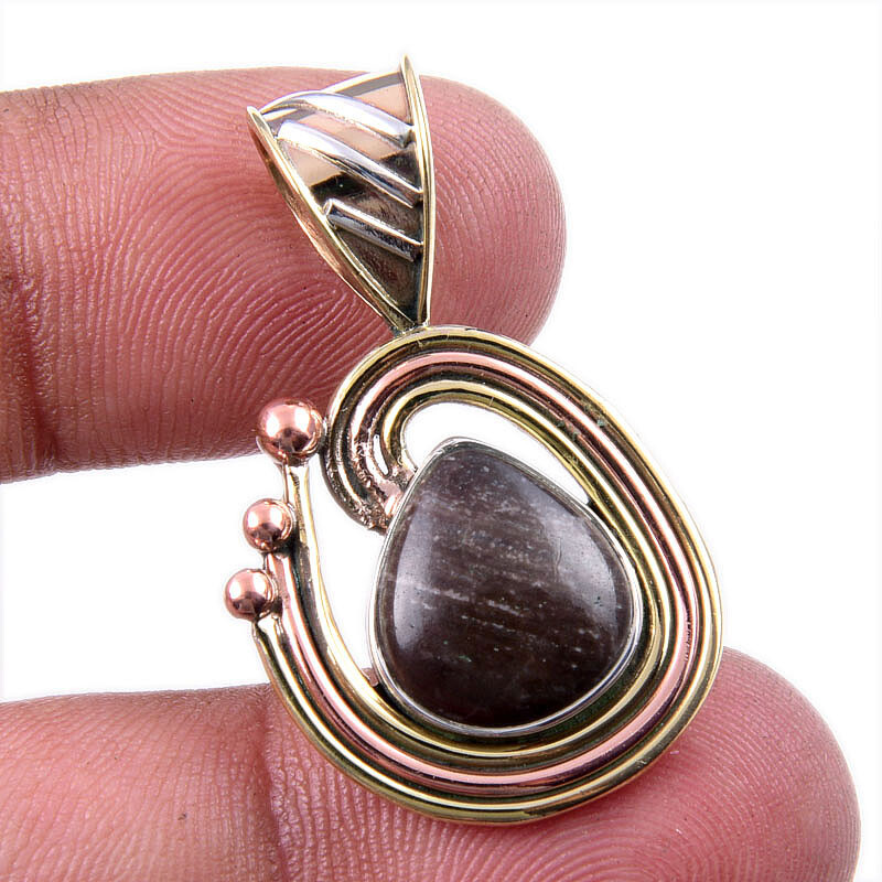 Ruby In Zoisite Lab-Created 925 Sterling Silver Gift Two Tone Pendant 1.50