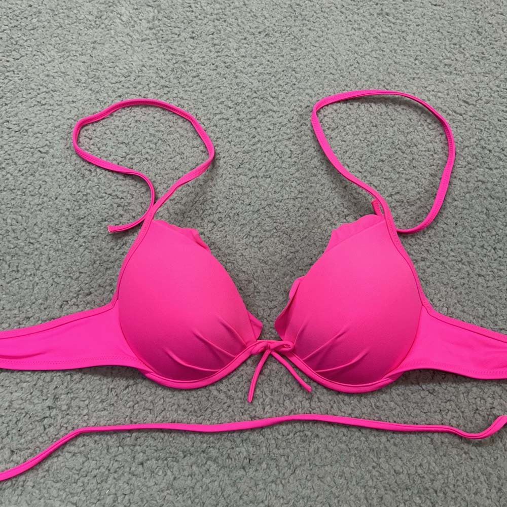 Victoria Secret Swim String Bikini Top Womens Size 34A Beach Swimwear Hot Pink