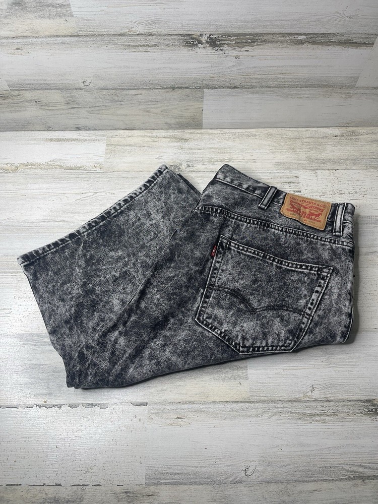 Levis 569 Jean Shorts Black/Gray Acid Stone Wash Denim Shorts Jorts SZ: 40 EUC