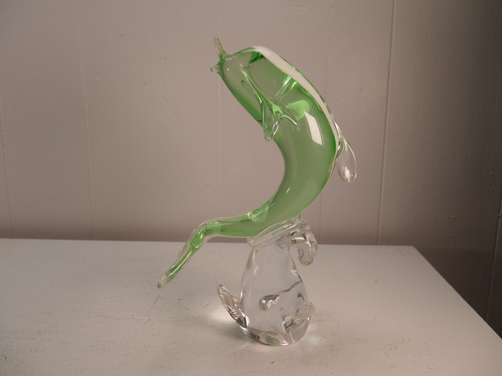 Vintage Large Murano Italian Art Glass Dolphin Sculpture Figure ~ 12