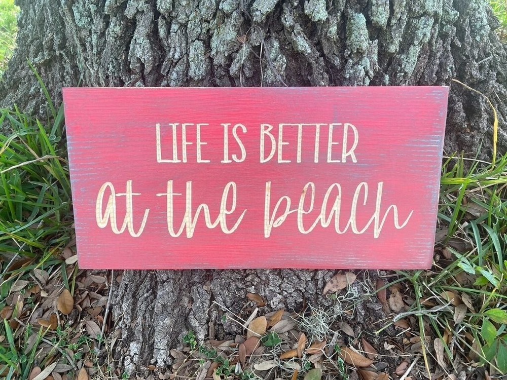 Handmade sign, Life is better at the beach, Wall hanging, Beach decor, Sign