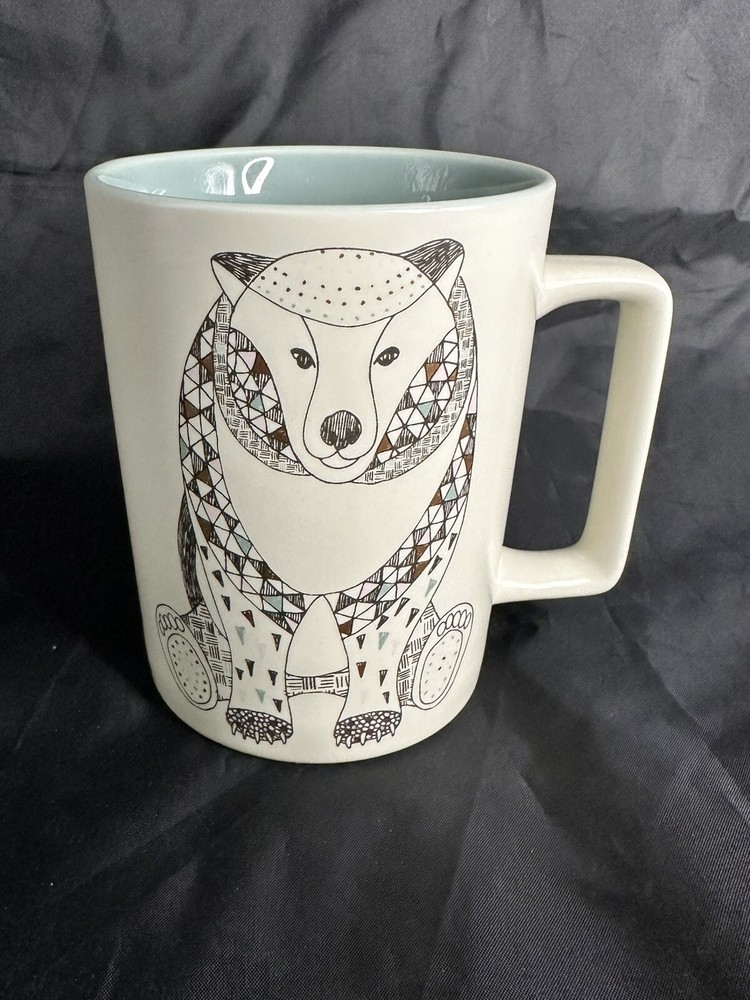 Starbucks 2017 Mosaic Polar Bear Art Coffee Mug 12 oz Ivory