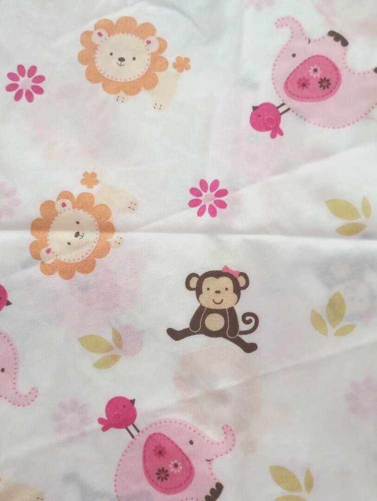 Monkey elephant jungle adventure fabric piece for crafts 21x9 inches USA seller