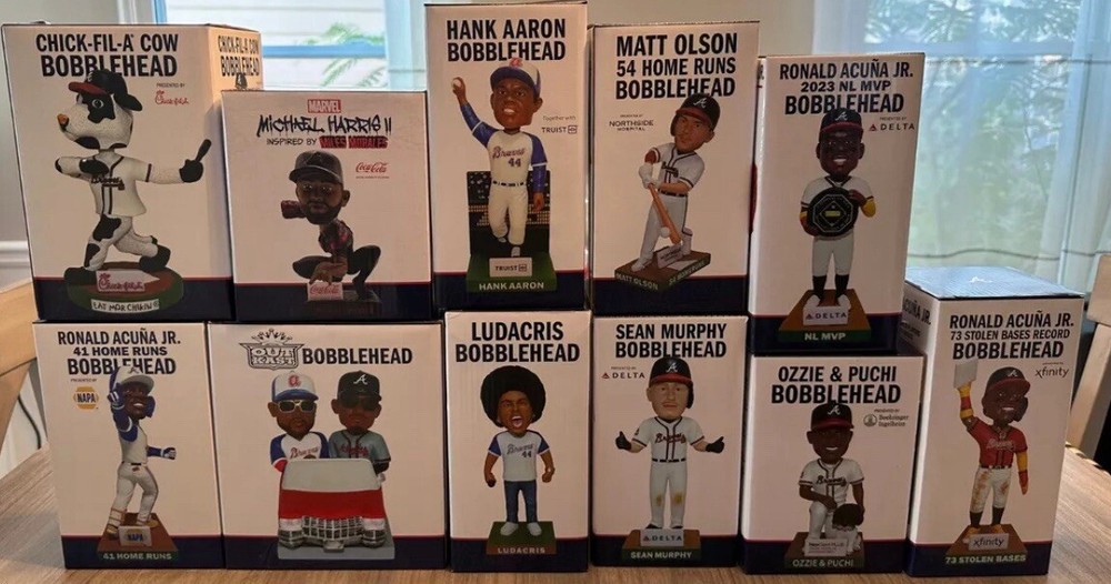 2024 Atlanta Braves Bobblehead Complete Set - OutKast,Luda, Acuna, Harris, Hank