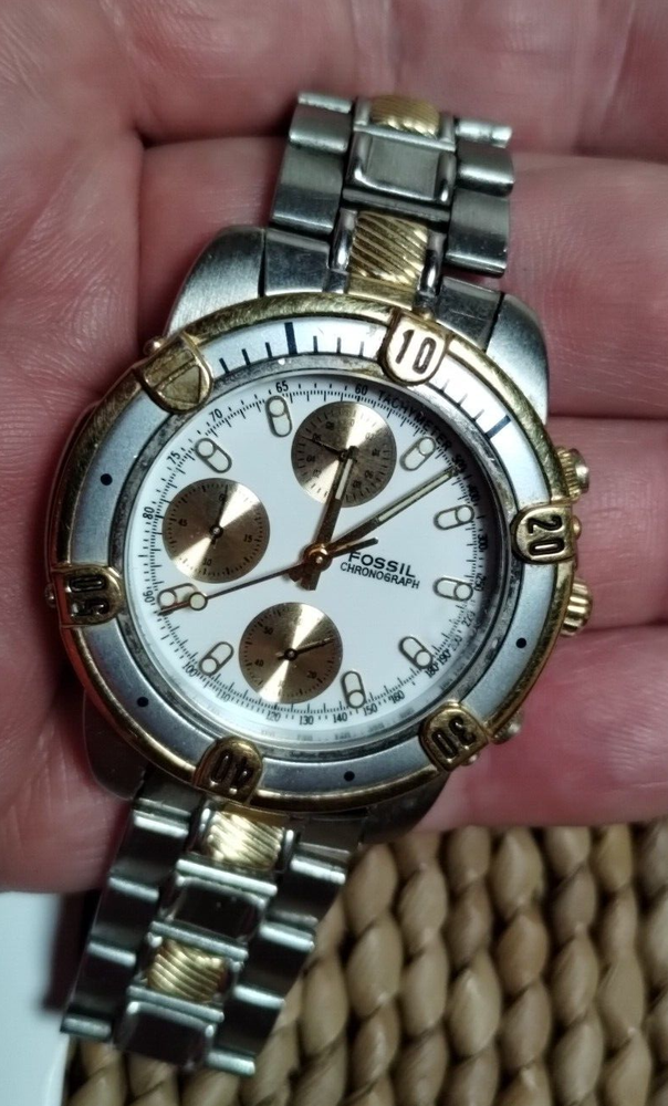 FOSSIL chronograph ch-2251 Tachymeter Chronomaster 39.2mm Mens Works Great
