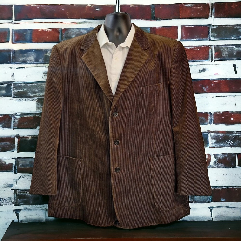 Bolzano Uomo Collezione Sportcoat Blazer Mens 48R Corduroy Cotton Ventless Brown