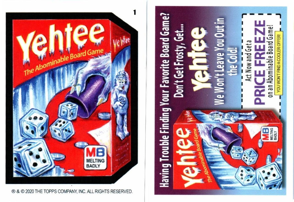 2020 WACKY PACKAGES JULY WEEKLY COUPON BACK CARD # 1 YEHTEE BOARD GAME-image