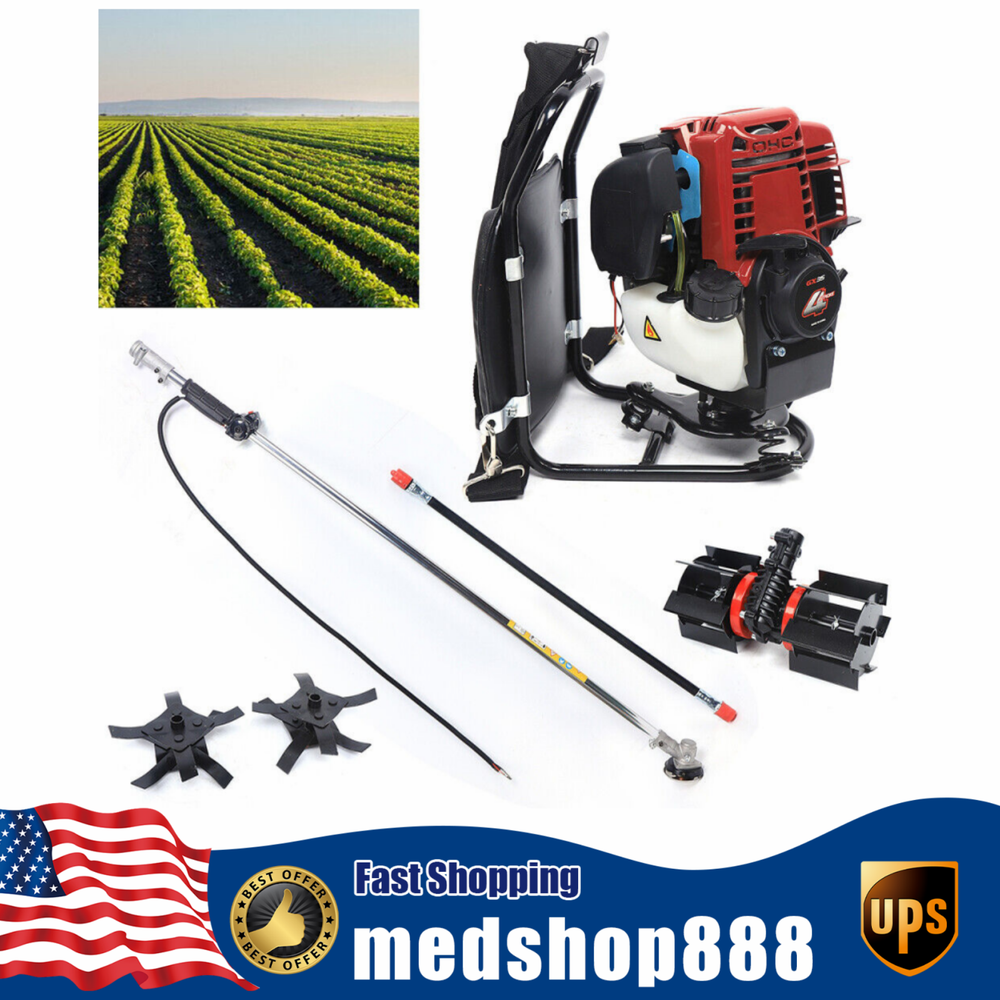3-in-1 35.4CC 4-Stroke Gas Backpack Brush Cutter Grass Trimmer Lawn Mower