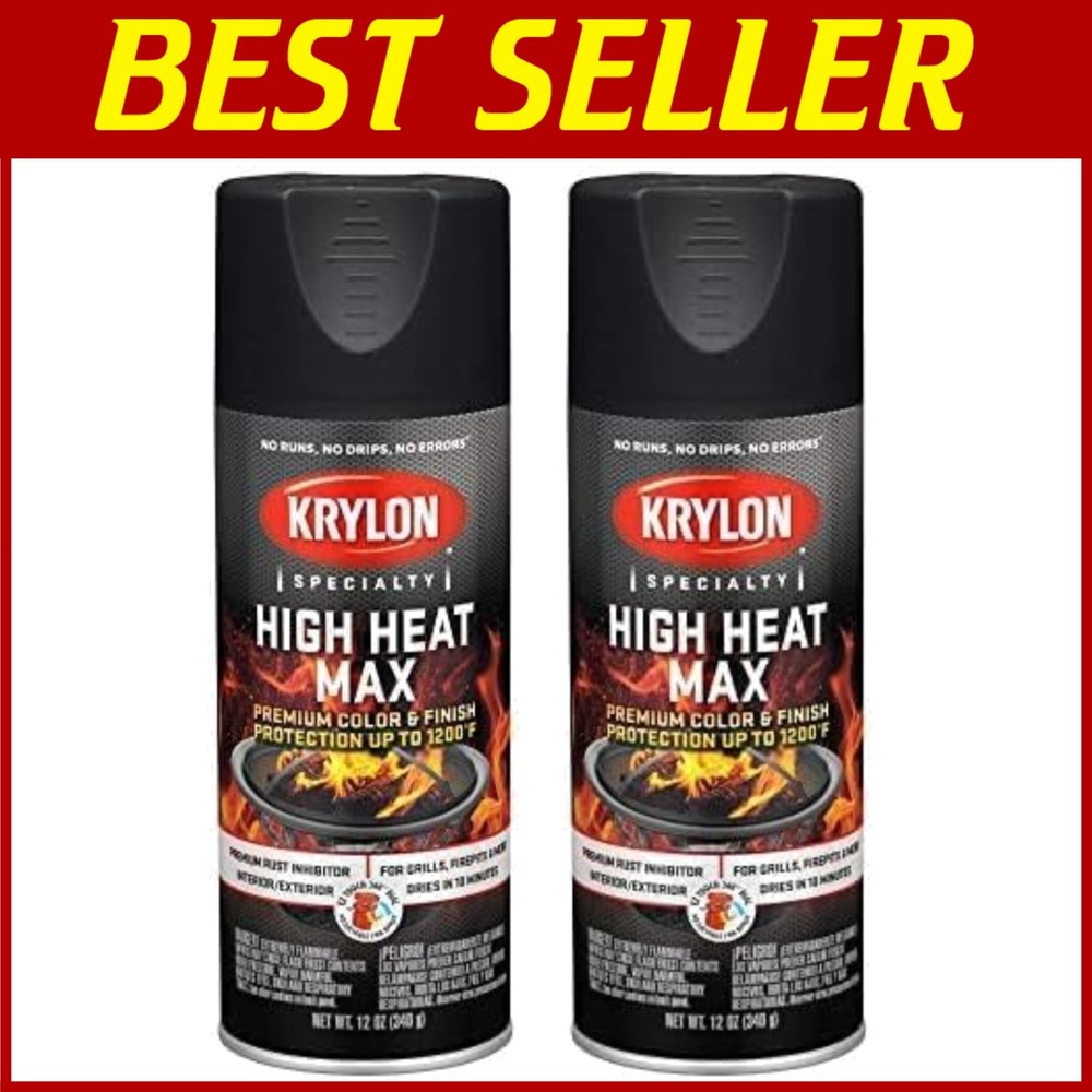 12oz Gloss Black High-Heat Spray Paint 2-Pack for Outdoor Projects