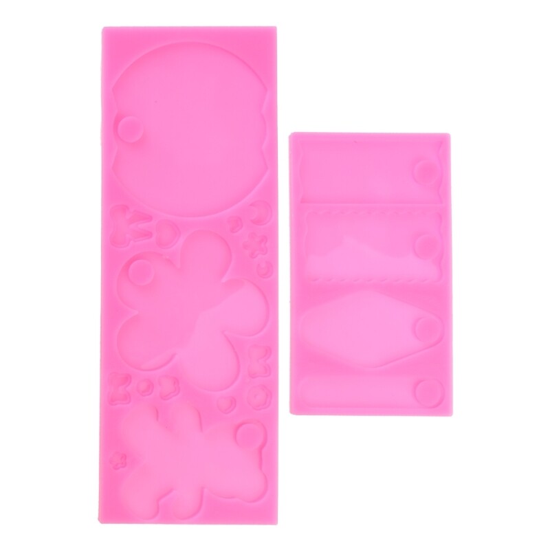 Set of 2 Silicone Jewelry Pendant Molds for Resin with Labeled Lids