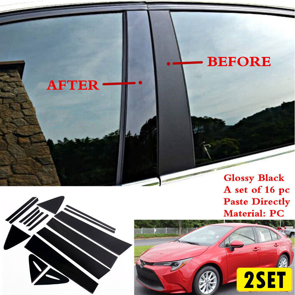 Decal Covers Fit For TOYOTA Corolla Sedan 2020-2022 32pc Black Pillar Posts Door