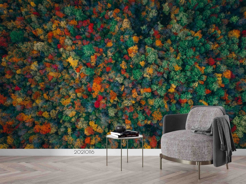 3D Overhead View Forest Autumn Scenery Wall Murals Wallpaper Murals Wall Sticker