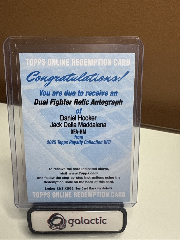 2025 Topps Royalty UFC Dual Relic Auto Booklet Dan Hooker JDM Redemption Card