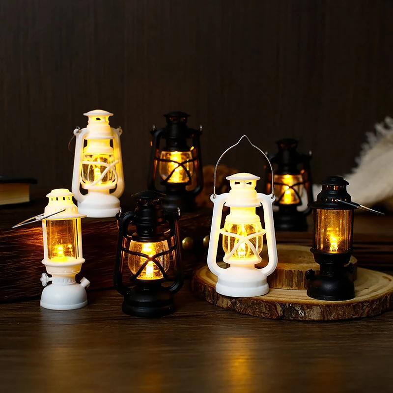 6cm Mini LED Retro Lantern – Glowing Pony Oil Lamp for Dollhouse & Decor